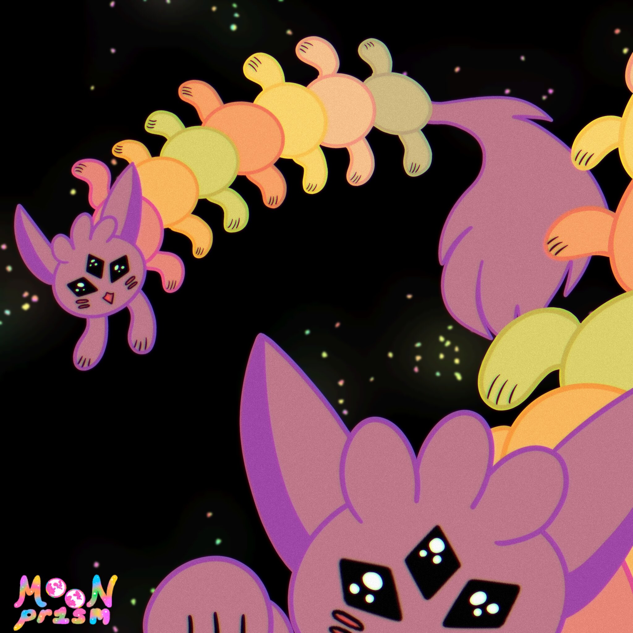 a caterpillar like creature with kitty qualities