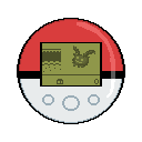 the pokewalker toy from heart gold and soul silver - this pixel art features a wonky little hoppip