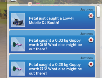 Petal gets a notification that she fished up an entire DJ booth from the lake.